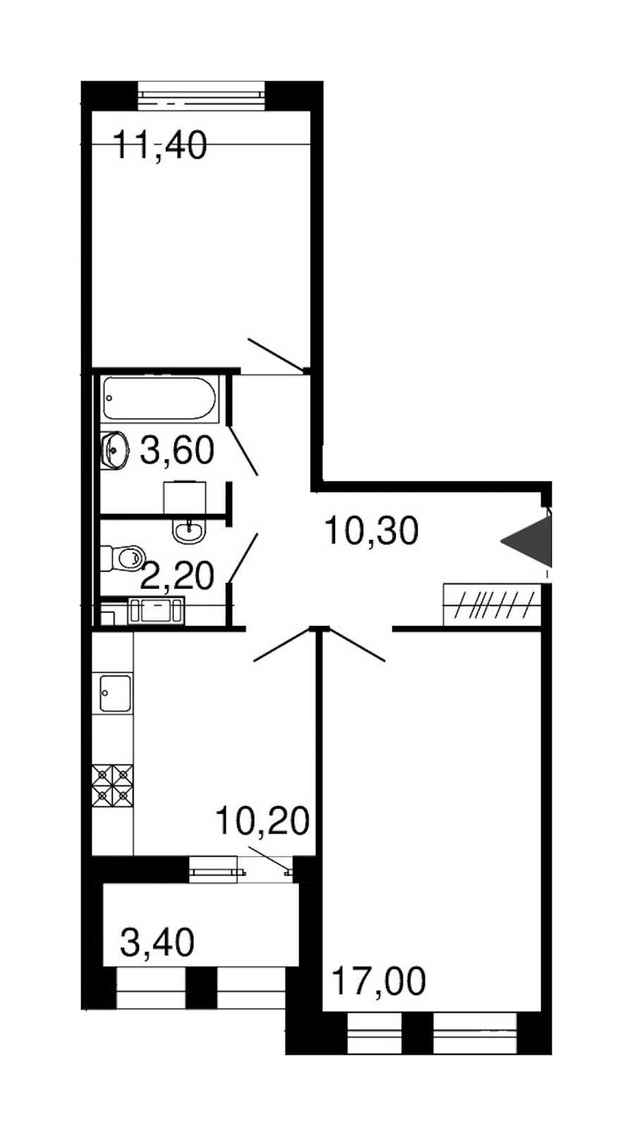 Двухкомнатная квартира в : площадь 54.7 м2 , этаж: 10 – купить в Санкт-Петербурге